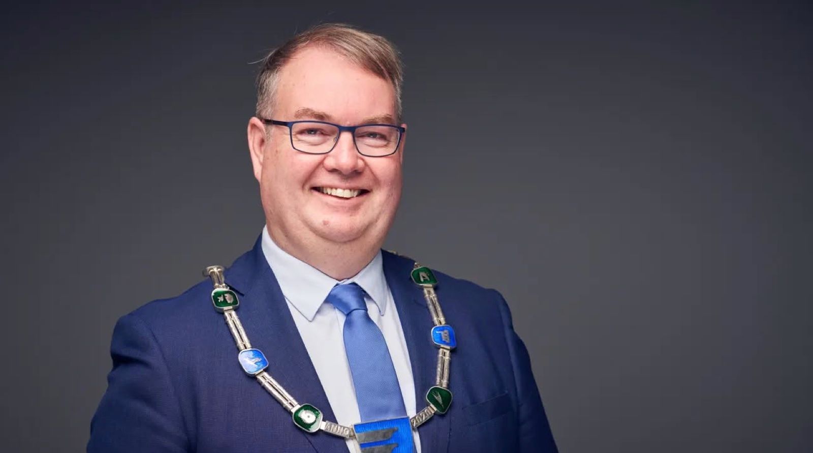 Ordfører Kjartan Berland i Lillestrøm kommune med ordførerkjede